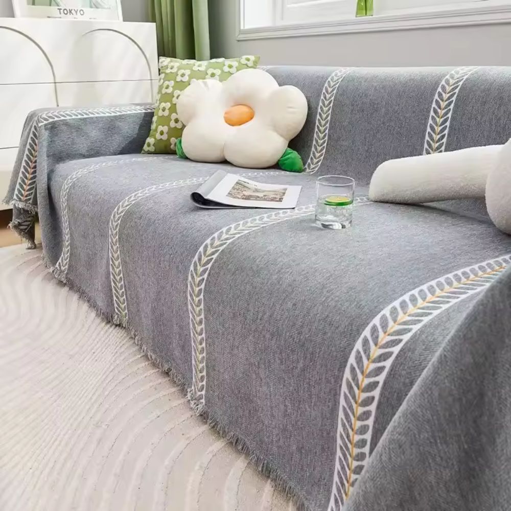 Leaf Pattern Chenille Sofa Cover