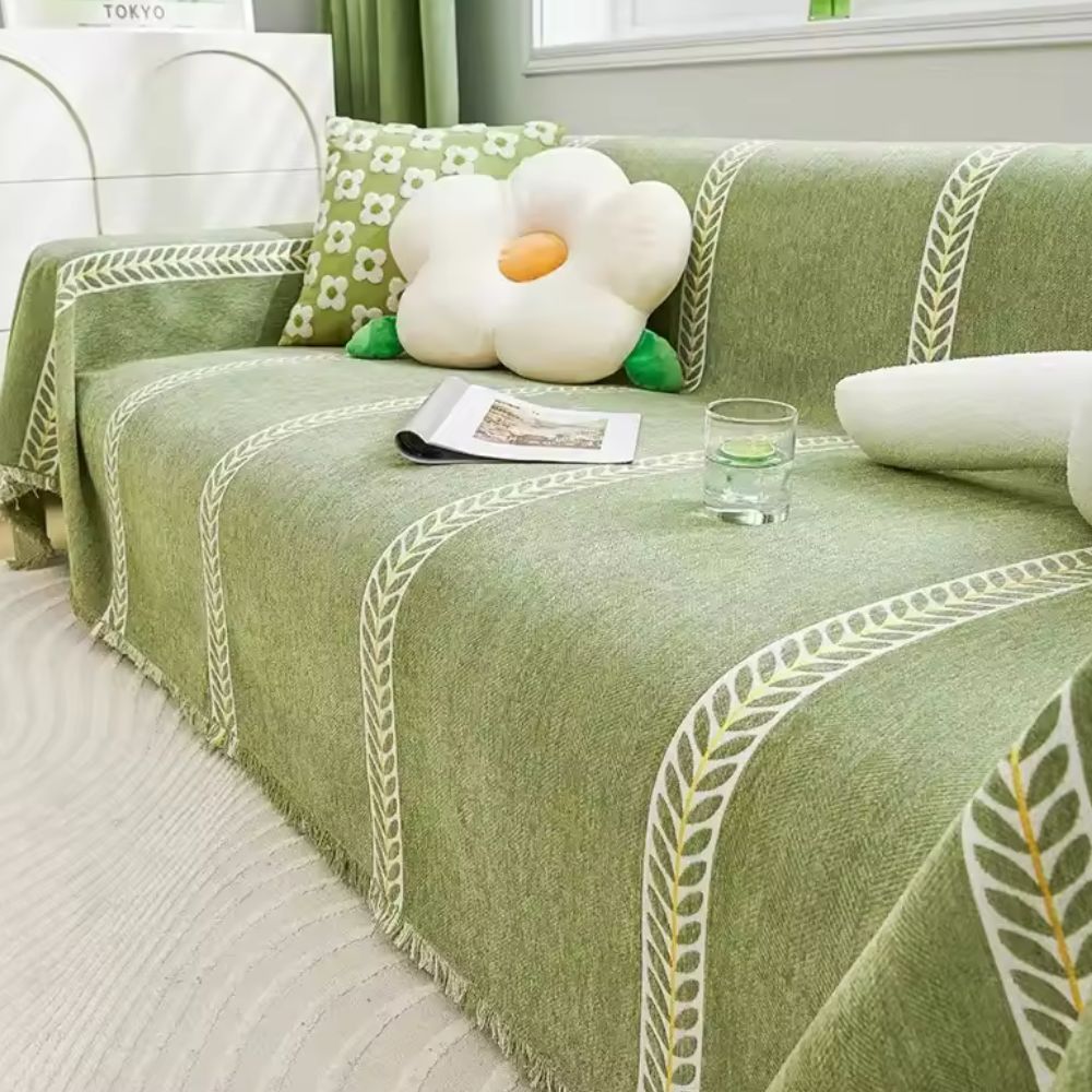 Leaf Pattern Chenille Sofa Cover