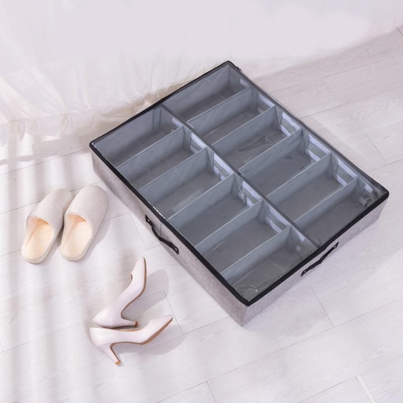 Foldable Shoe Storage Organizer with Transparent Lid and Adjustable Compartments