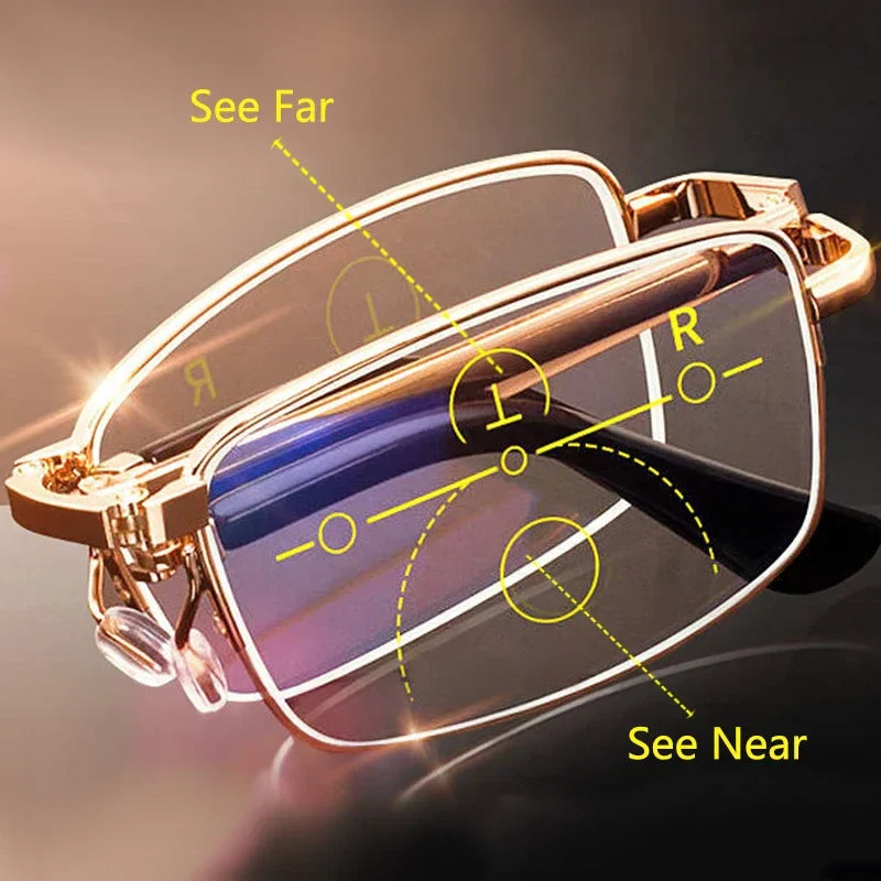 Foldable Progressive Reading Glasses with Blue Light Protection