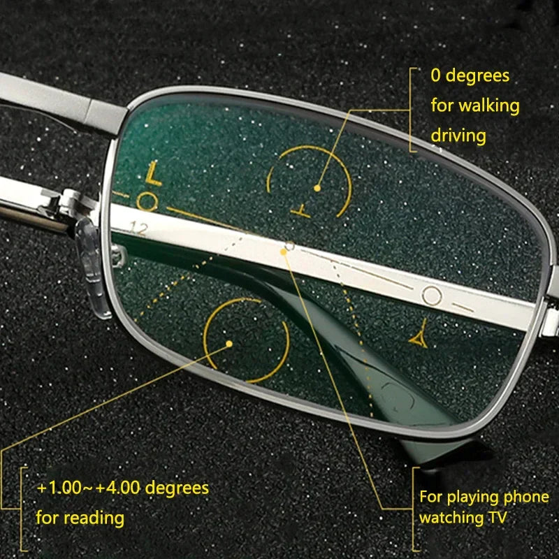 Foldable Progressive Reading Glasses with Blue Light Protection