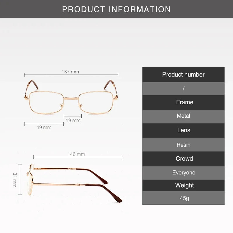 Foldable Progressive Reading Glasses with Blue Light Protection