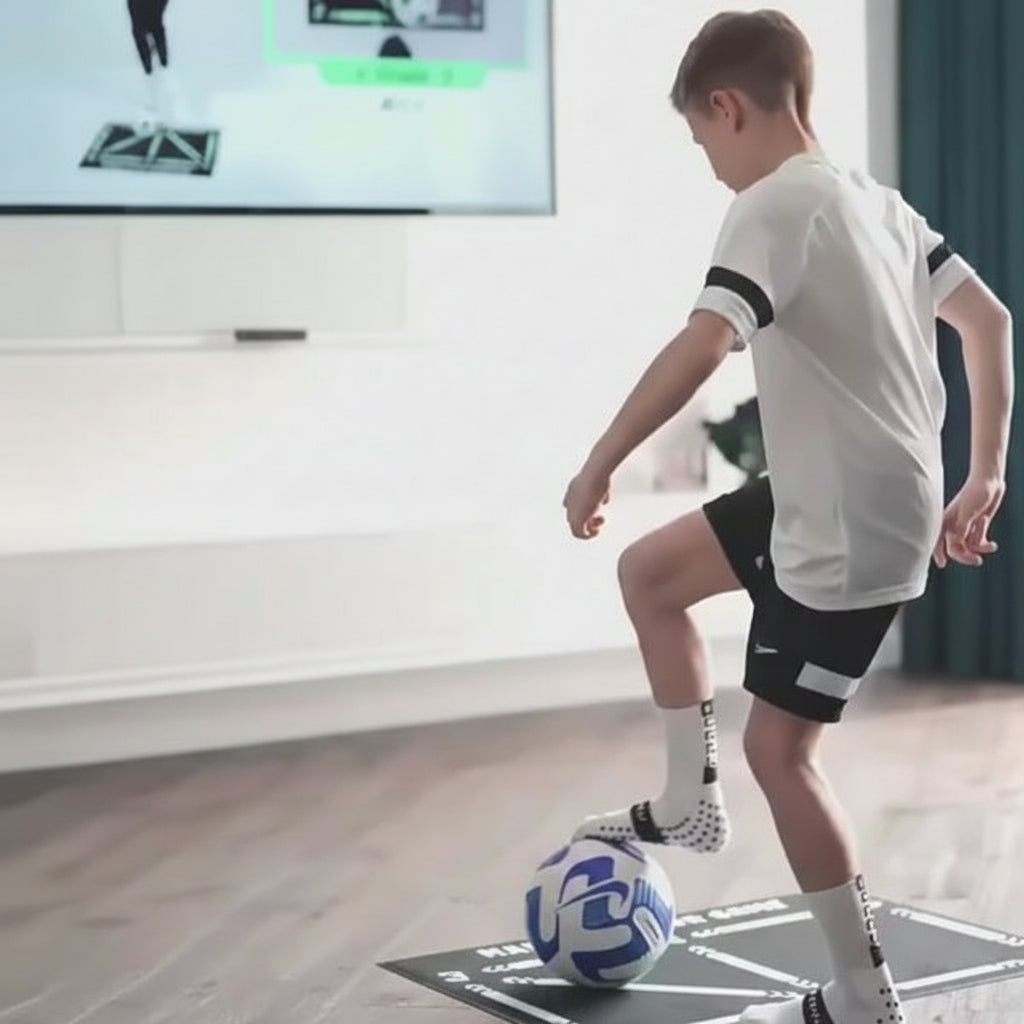 Football Training Mat with Grip Socks and Video Program for Skill Practice