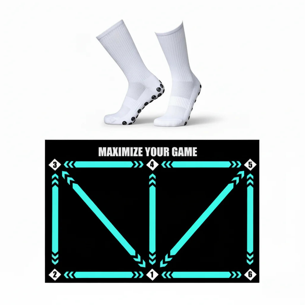 Football Training Mat with Grip Socks and Video Program for Skill Practice