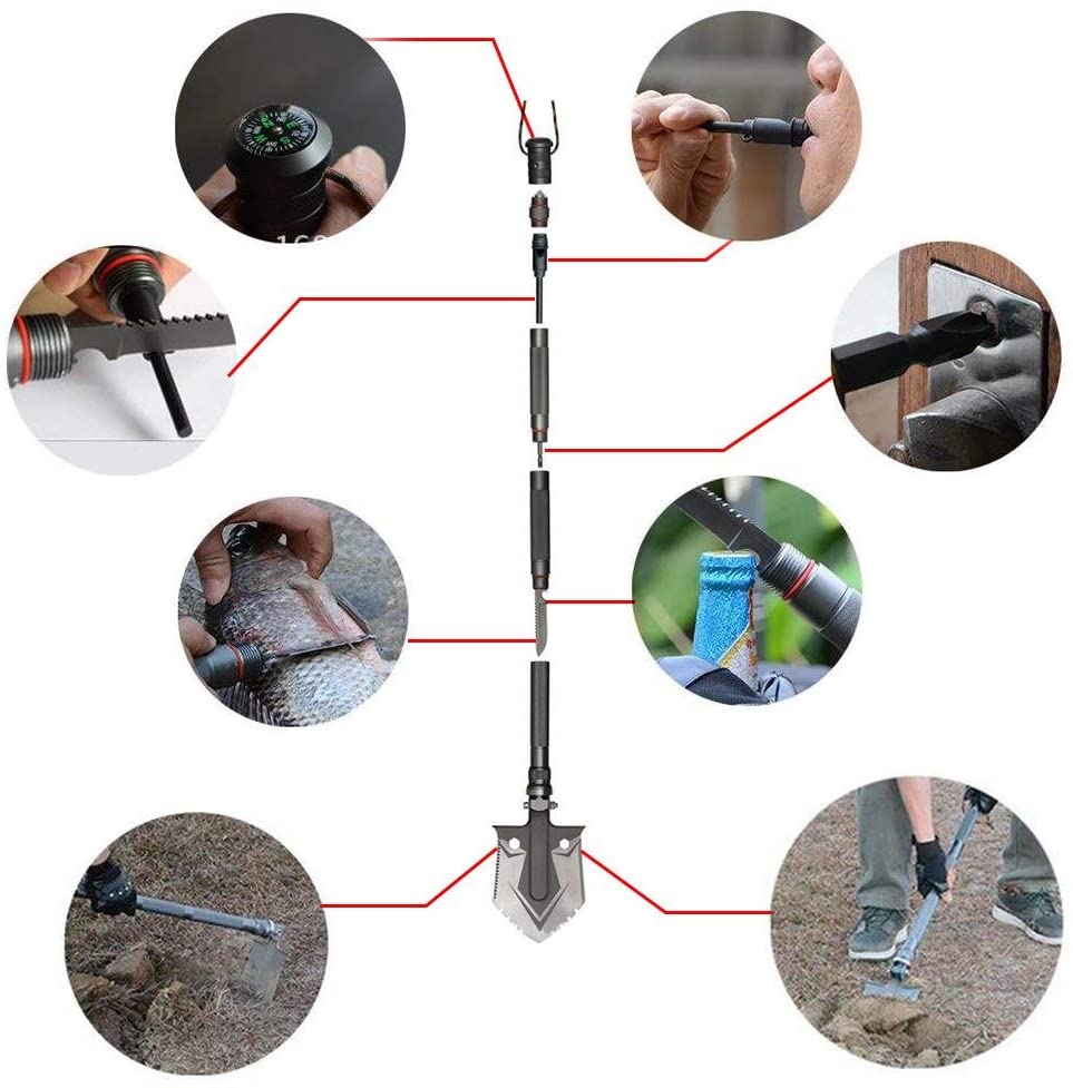 Compact Tactical Multitool Shovel for Outdoor Survival