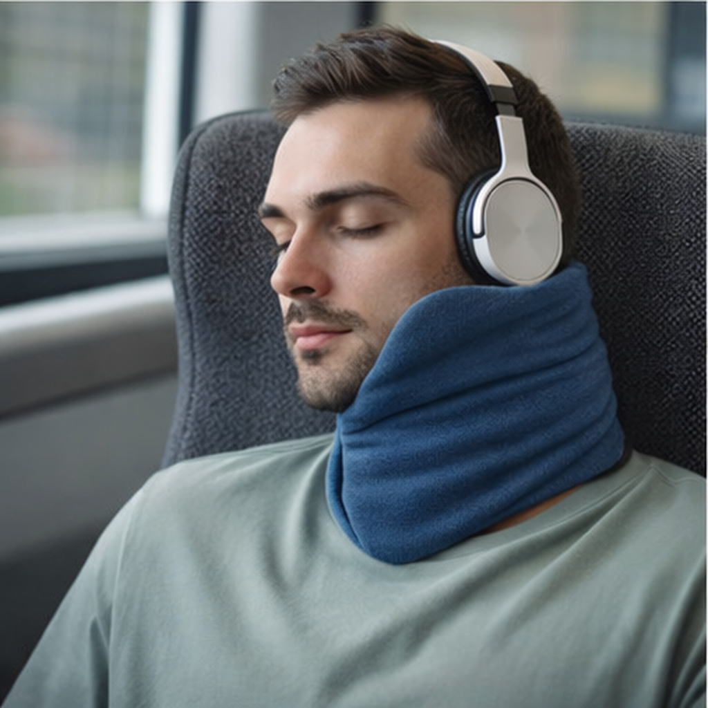 Compact Wrap-Around Travel Neck Pillow for Upright Support