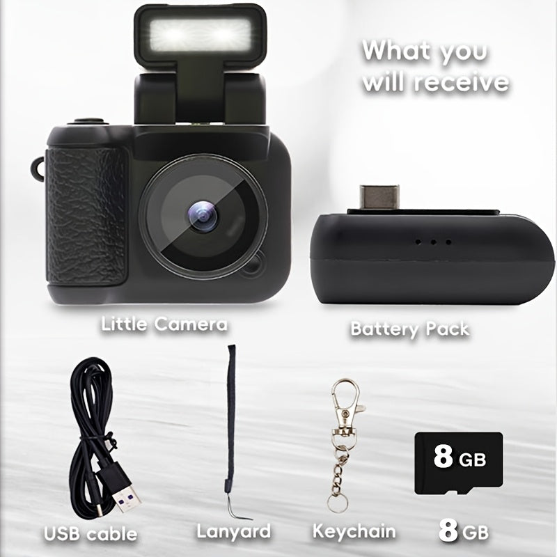 1080P Portable Video Camera with LCD Screen and Rechargeable Battery