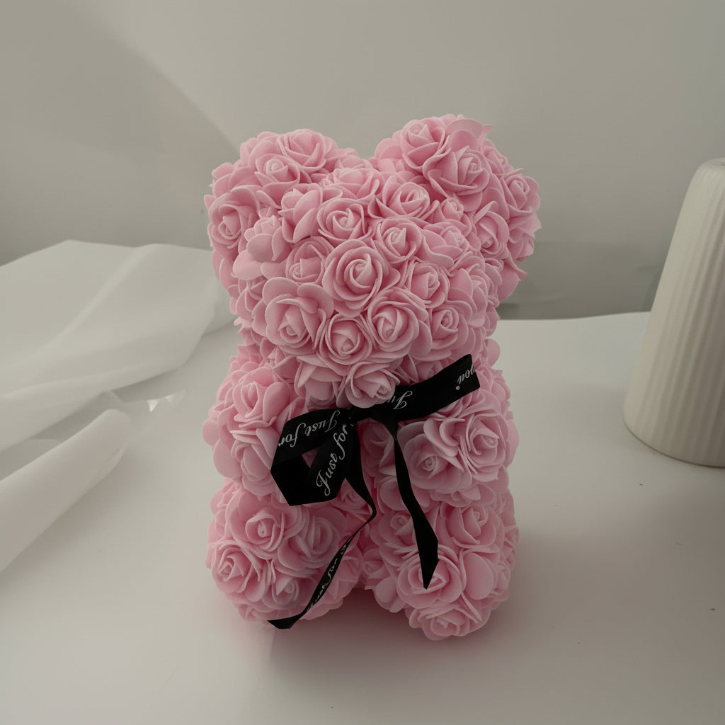 Foam Rose Hugging Bear - Romantic Gift in Multiple Colors