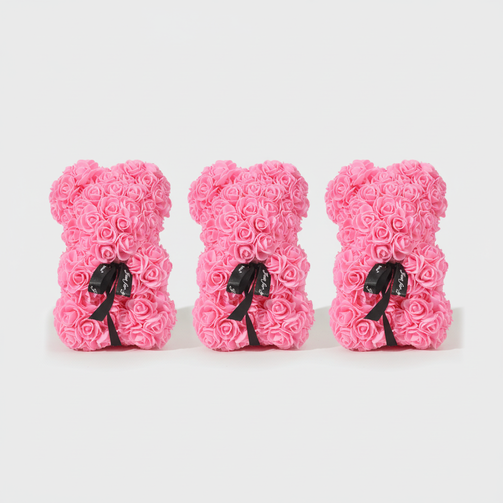 Foam Rose Hugging Bear - Romantic Gift in Multiple Colors