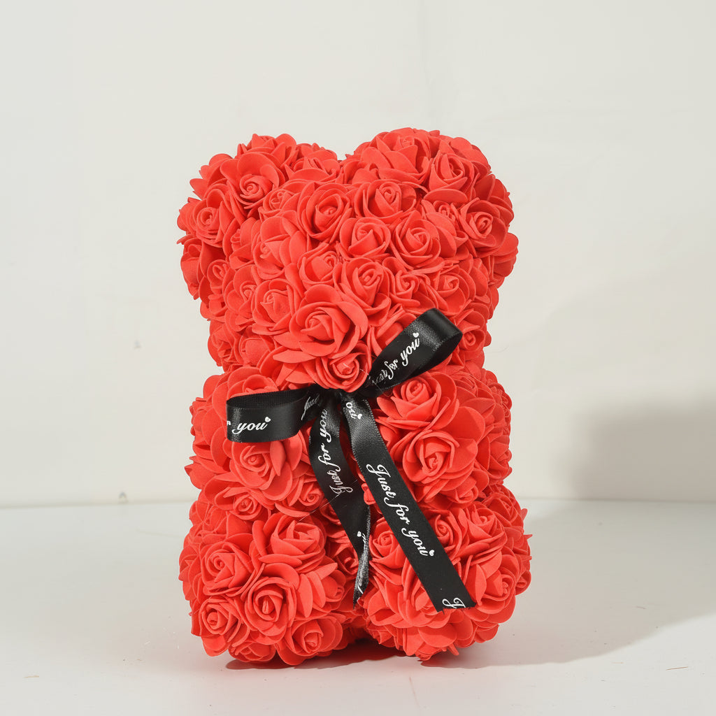 Foam Rose Hugging Bear - Romantic Gift in Multiple Colors