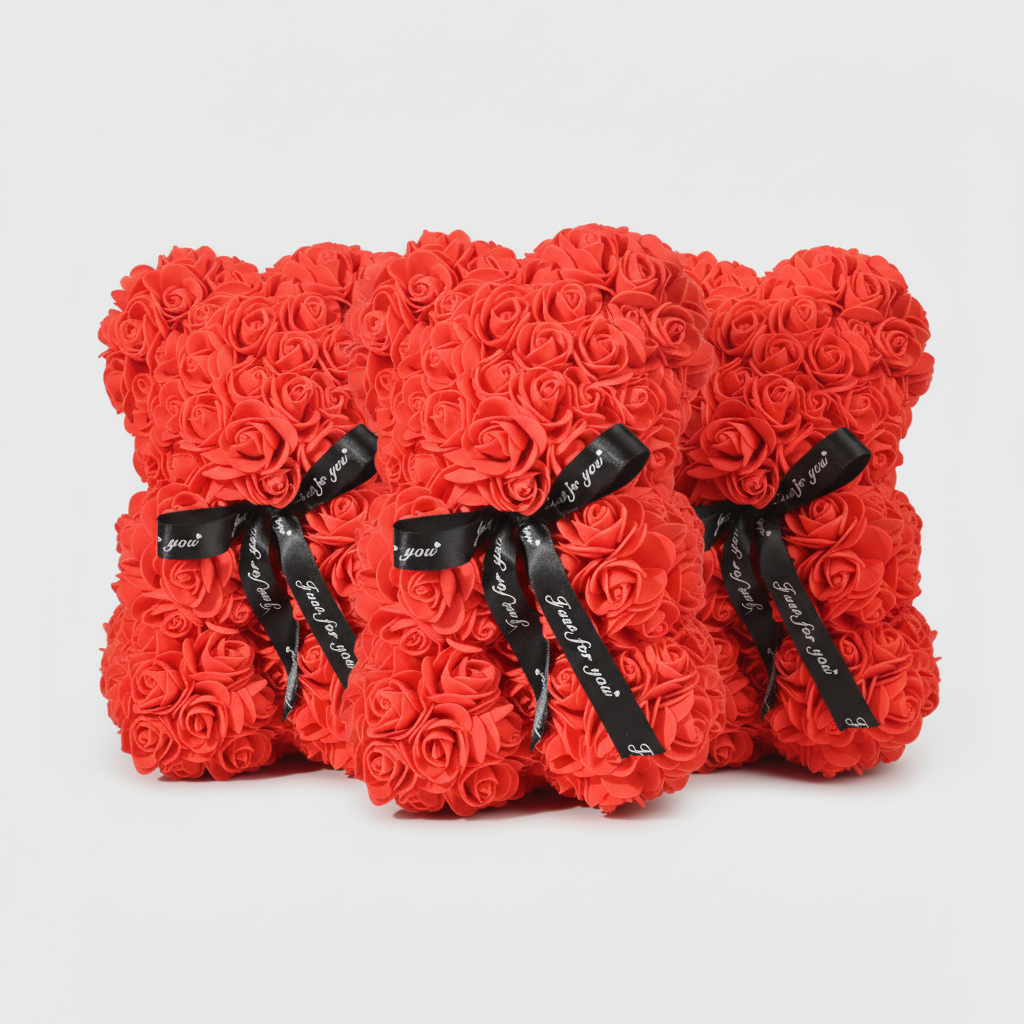 Foam Rose Hugging Bear - Romantic Gift in Multiple Colors
