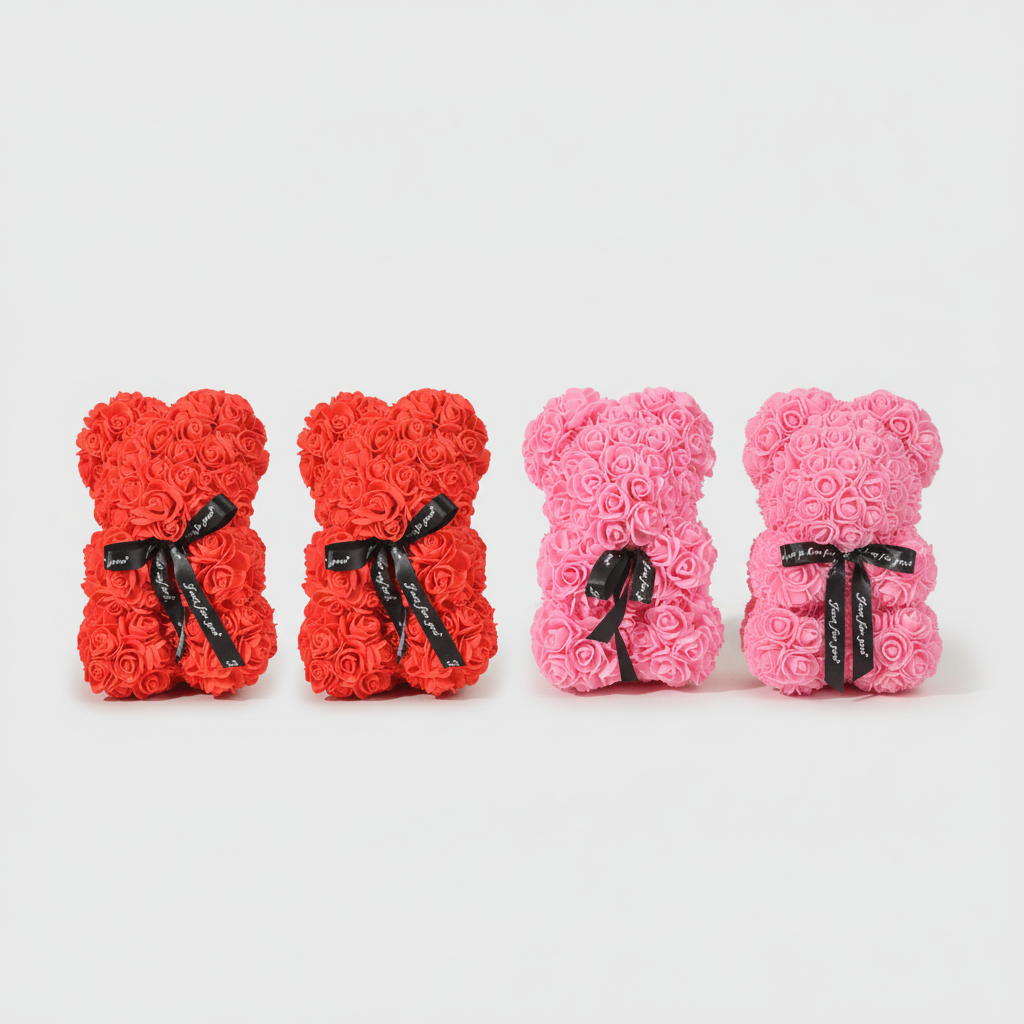 Foam Rose Hugging Bear - Romantic Gift in Multiple Colors
