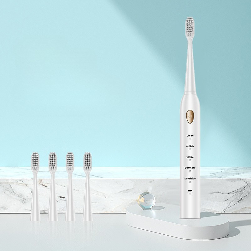 Waterproof Rechargeable Sonic Toothbrush with Smart Timer
