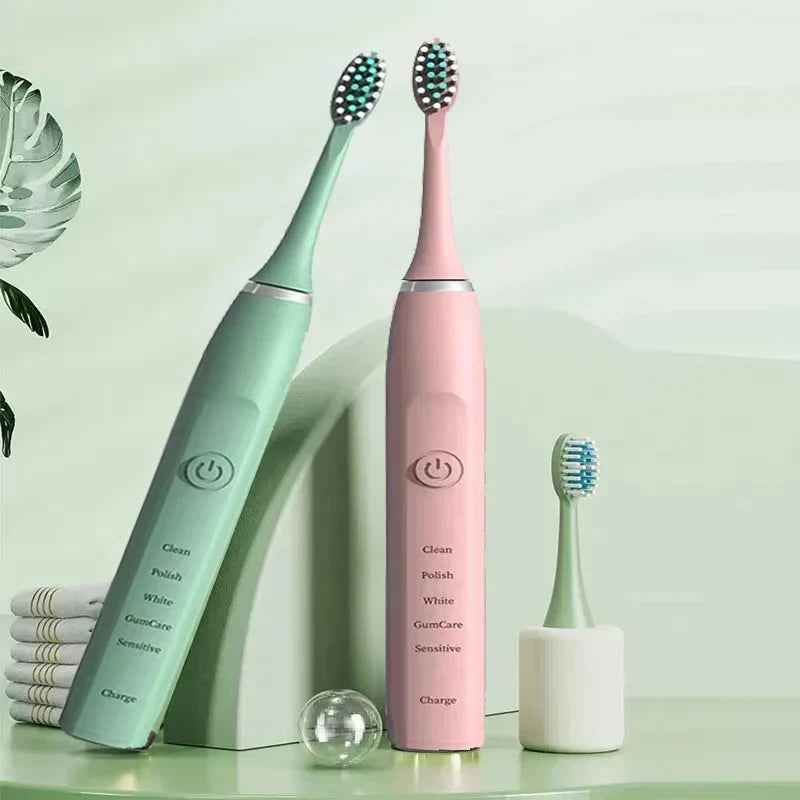 Sonic Toothbrush with Long-lasting Brush Heads and Waterproof Design