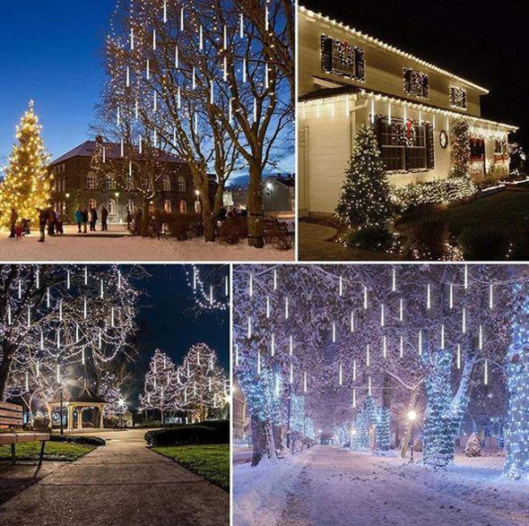 LED Snowfall Garland Lights with Meteor Rain Effect