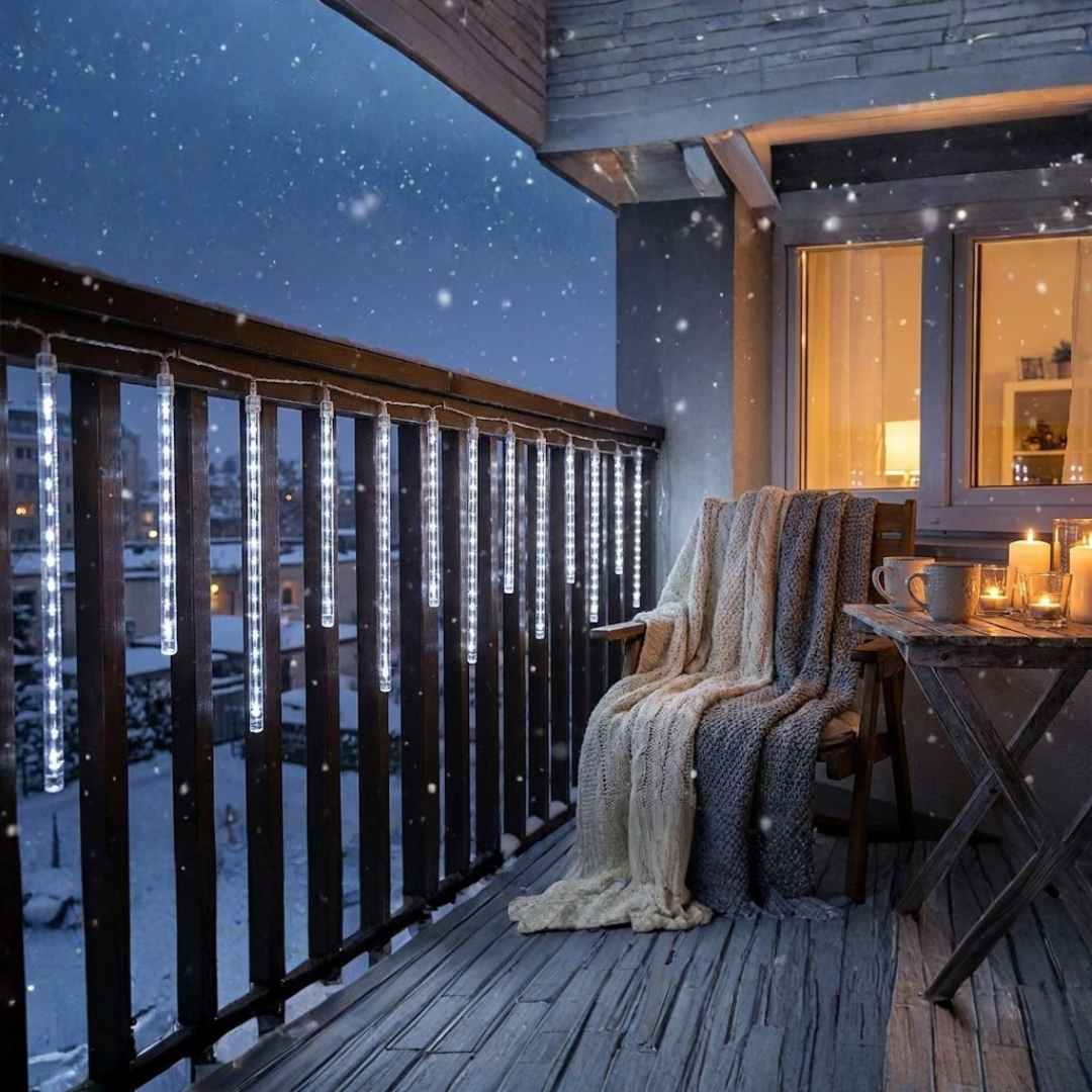 LED Snowfall Garland Lights with Meteor Rain Effect