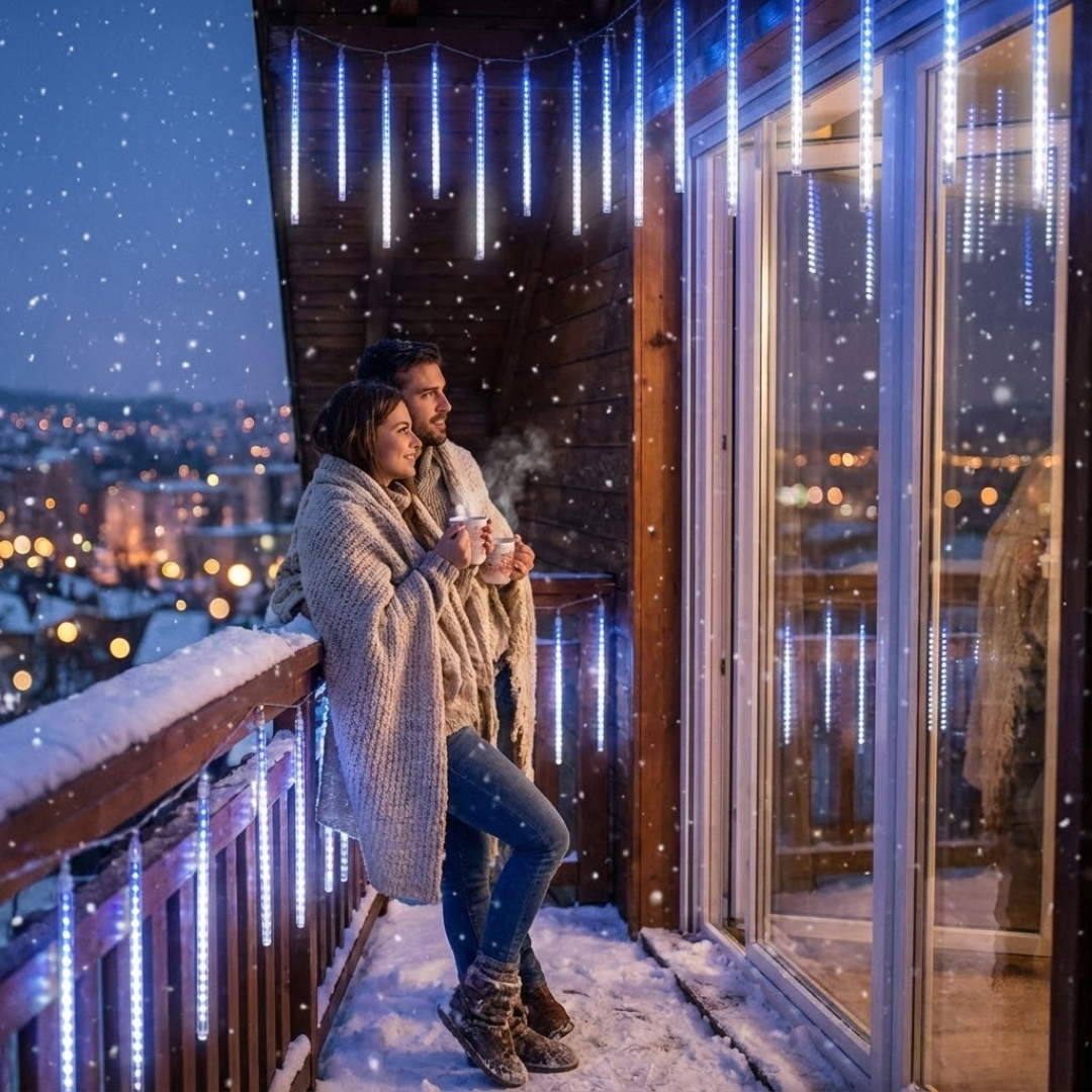 LED Snowfall Garland Lights with Meteor Rain Effect