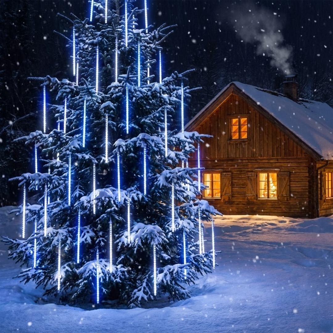 LED Snowfall Garland Lights with Meteor Rain Effect