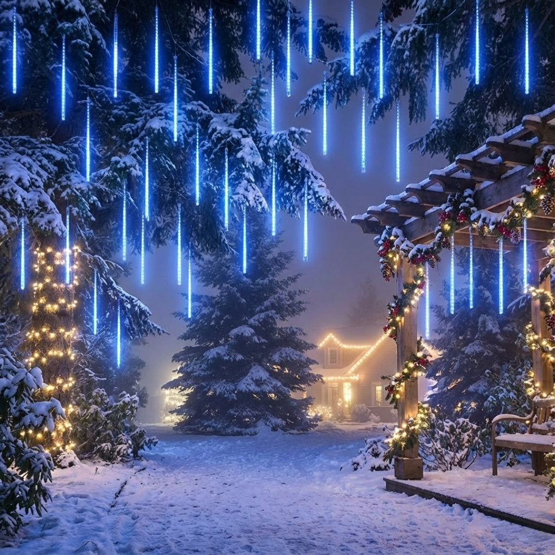 LED Snowfall Garland Lights with Meteor Rain Effect