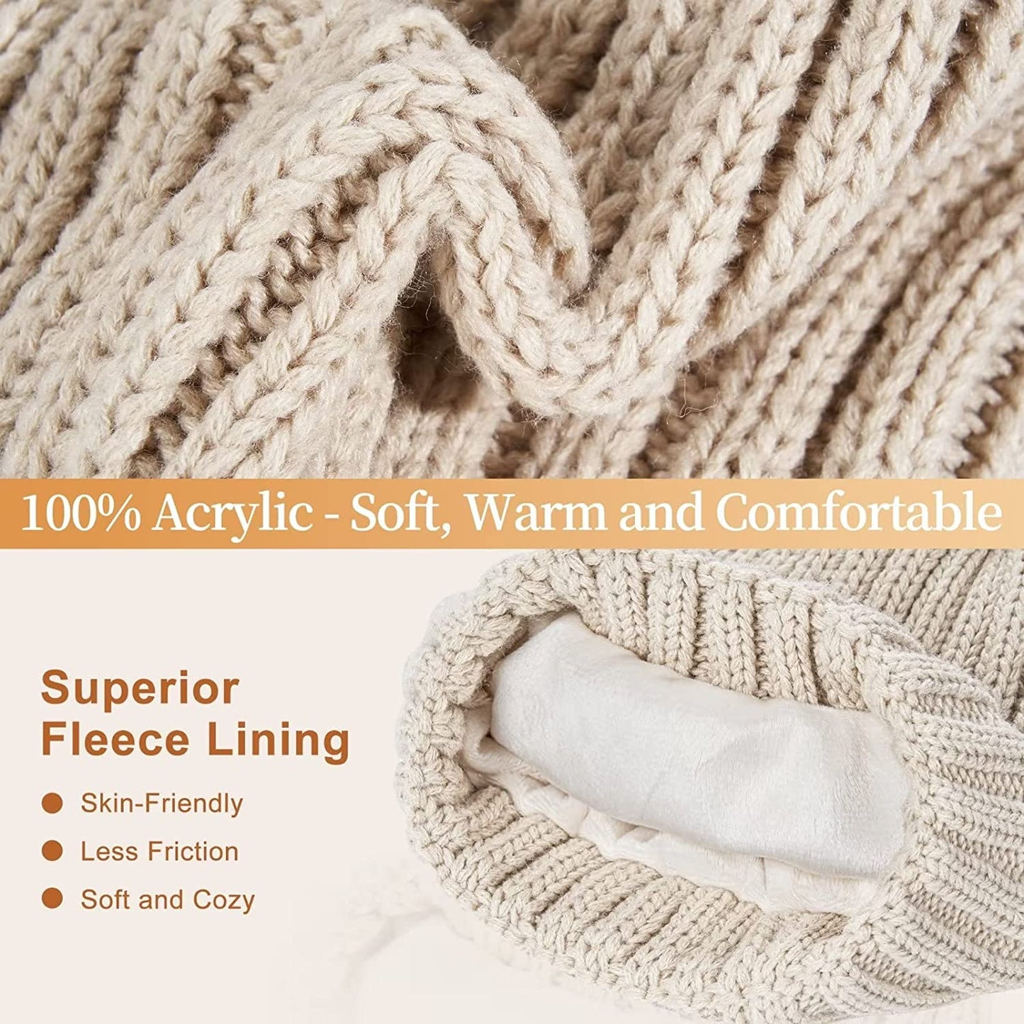 Warm Winter Hat Scarf and Touchscreen Gloves Set