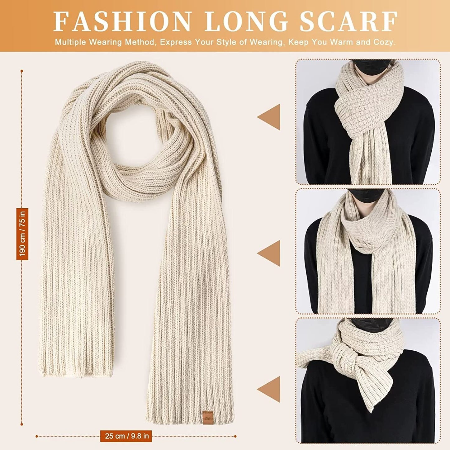 Warm Winter Hat Scarf and Touchscreen Gloves Set