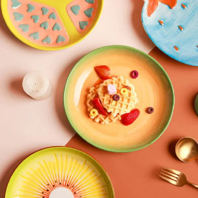 Ceramic Irregular Salad Plate with Fruit Shapes