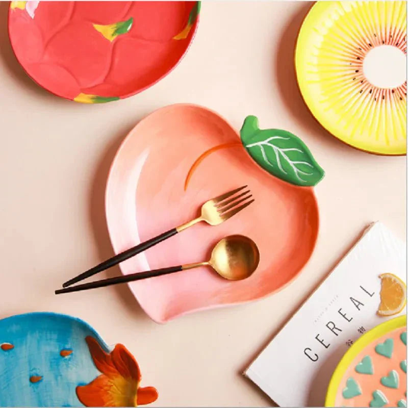 Ceramic Irregular Salad Plate with Fruit Shapes