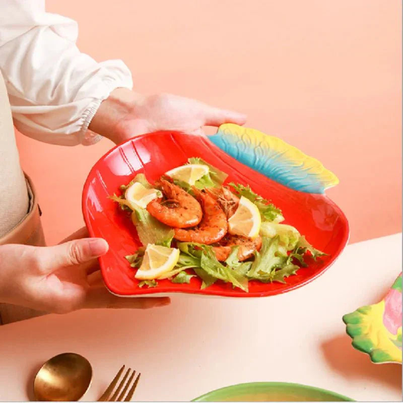 Ceramic Irregular Salad Plate with Fruit Shapes