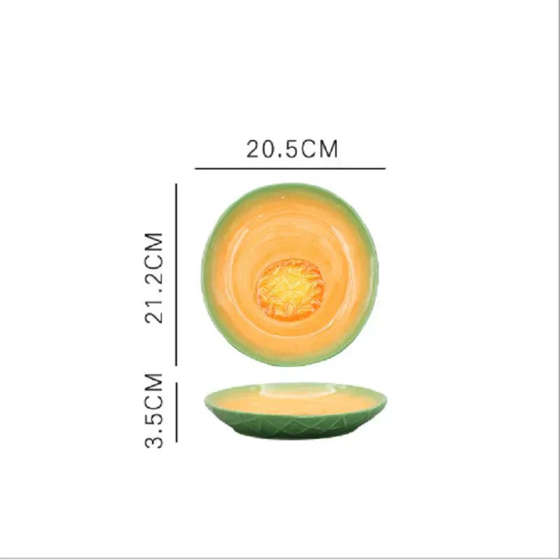 Ceramic Irregular Salad Plate with Fruit Shapes