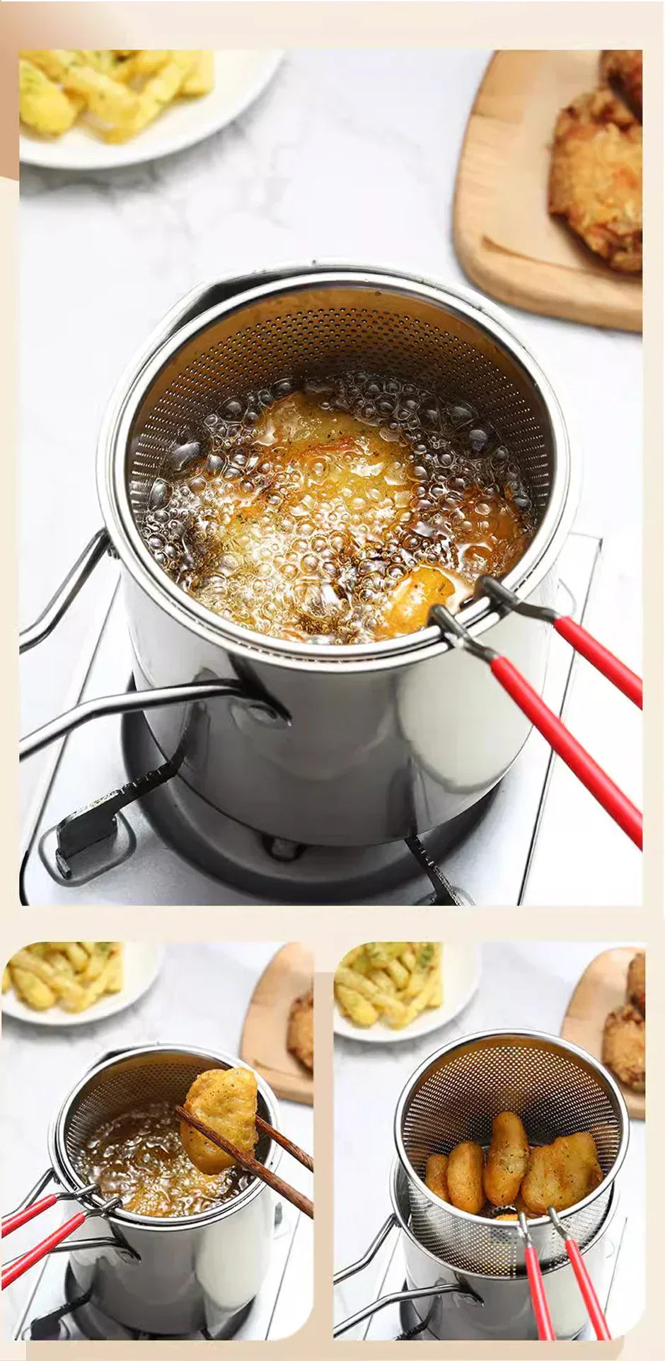 Stainless Steel Healthy Fryer with Easy Cleaning Spout