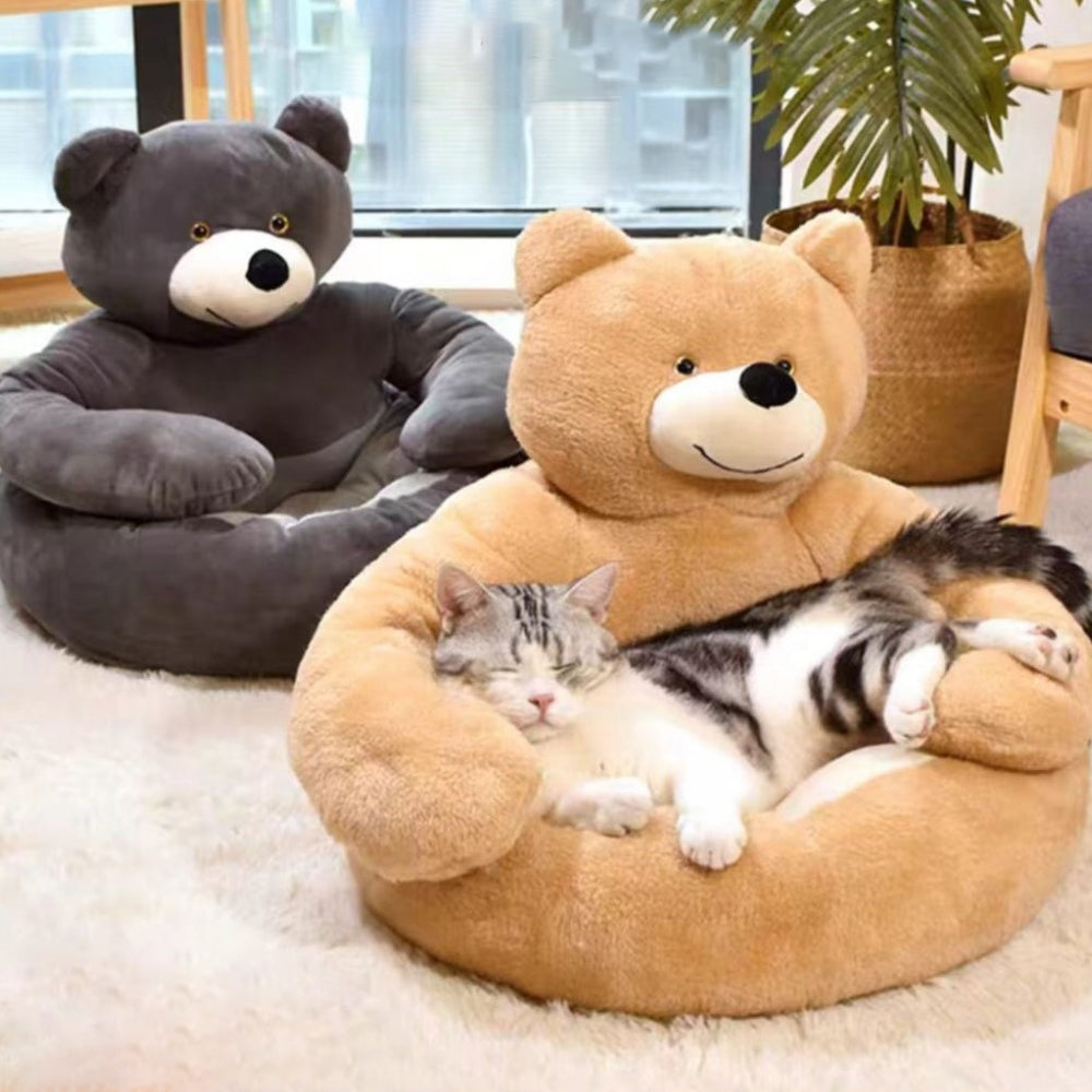Detachable Bear Cat Bed with Cozy Kerseymere and PP Cotton
