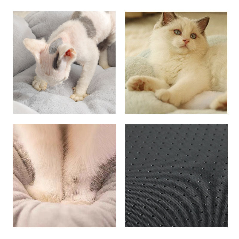 Flower Shape Cat Bed with Soft Rabbit Fleece and Non-Slip Bottom