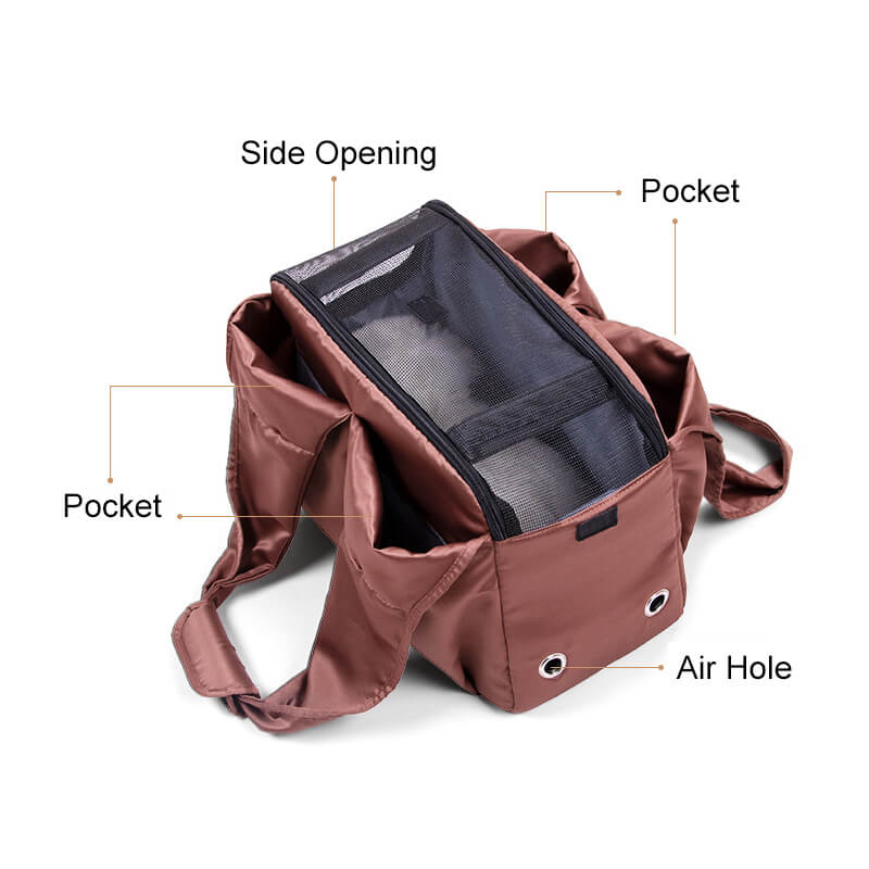 Portable Mesh Dog Carrier Bag with Safety Leash and Pockets