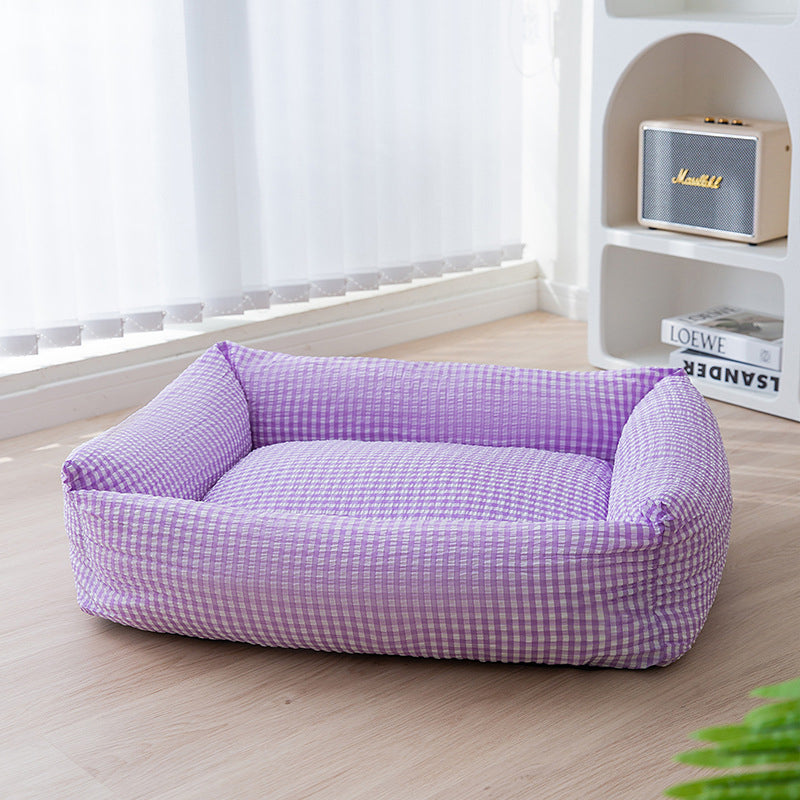Washable Rectangular Dog Bed with Breathable Polyester Fabric
