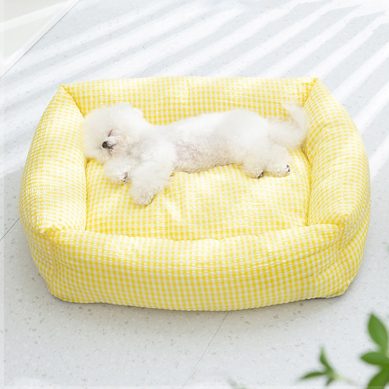 Washable Rectangular Dog Bed with Breathable Polyester Fabric