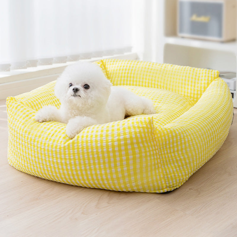 Washable Rectangular Dog Bed with Breathable Polyester Fabric