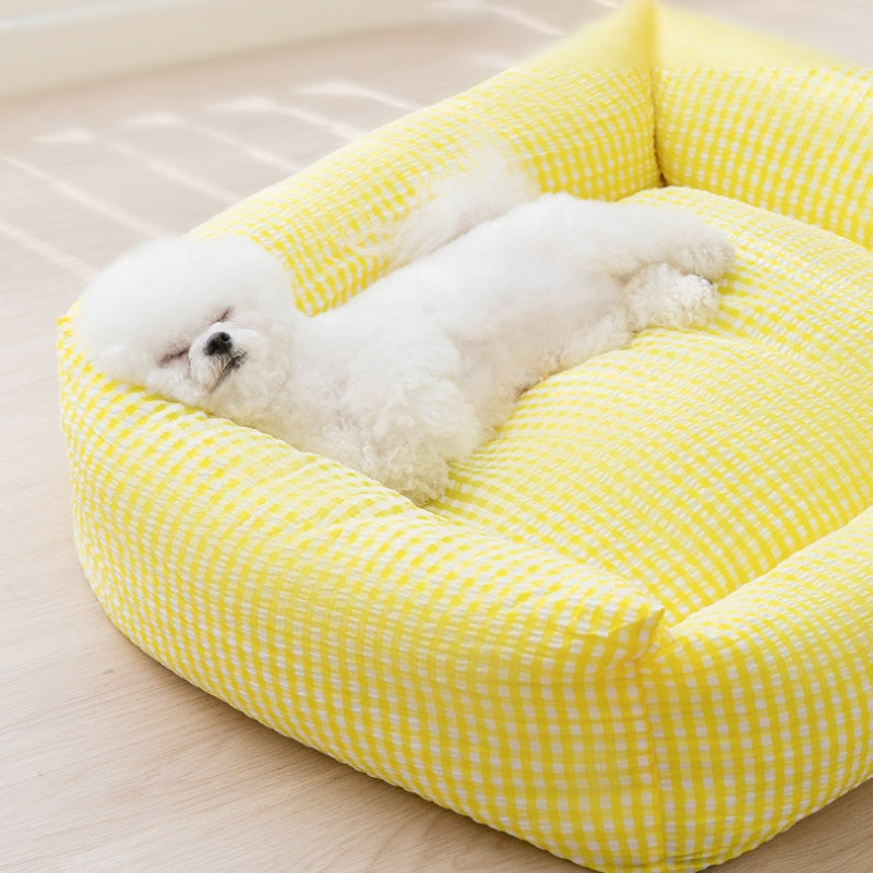 Washable Rectangular Dog Bed with Breathable Polyester Fabric