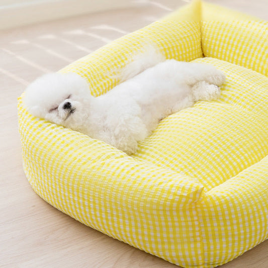 Washable Rectangular Dog Bed with Breathable Polyester Fabric