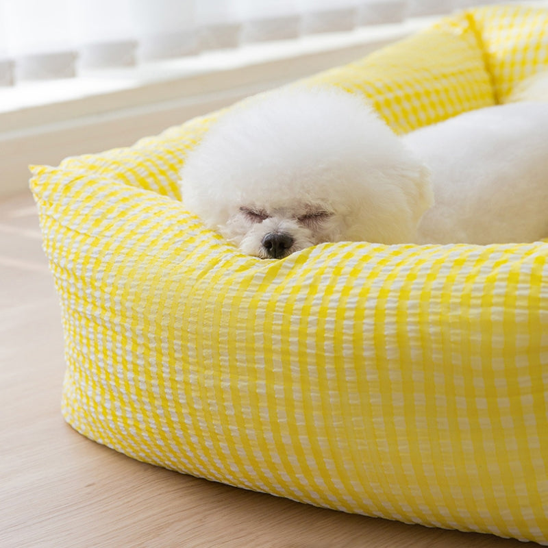 Washable Rectangular Dog Bed with Breathable Polyester Fabric
