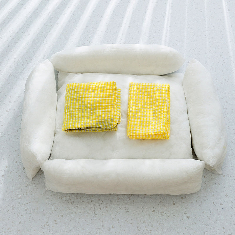 Washable Rectangular Dog Bed with Breathable Polyester Fabric
