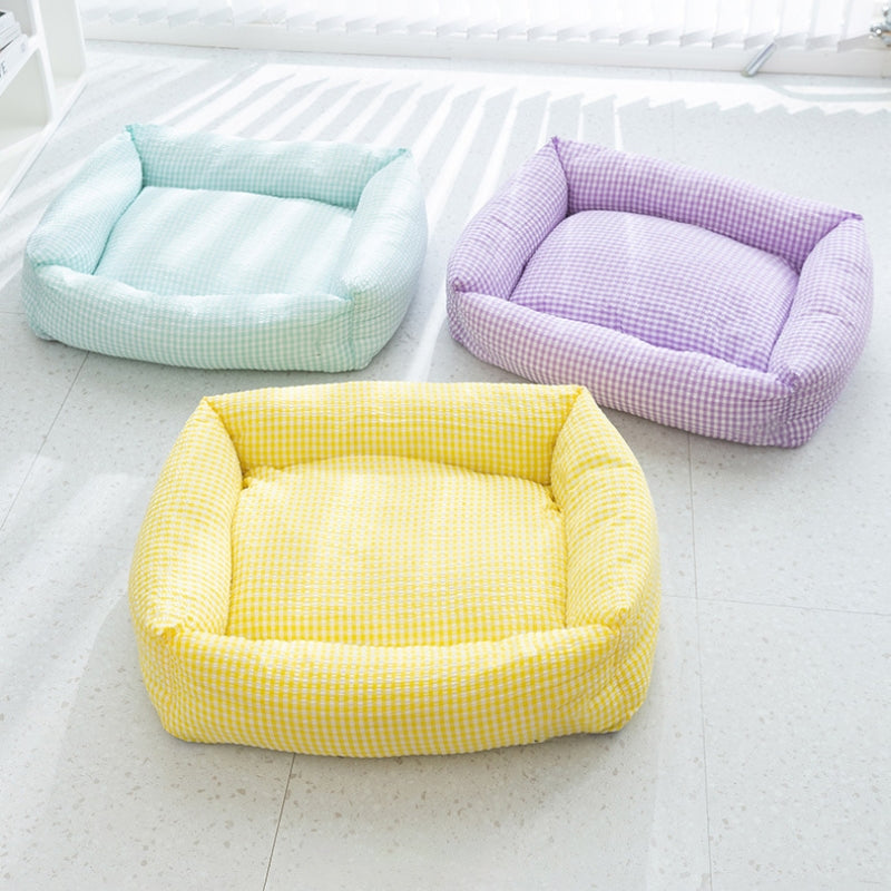Washable Rectangular Dog Bed with Breathable Polyester Fabric