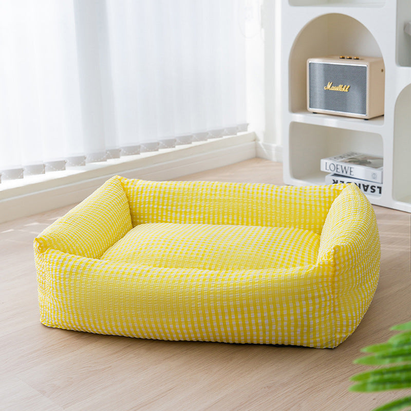 Washable Rectangular Dog Bed with Breathable Polyester Fabric