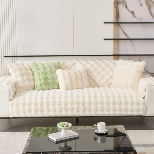 Plush Rabbit Fur Dog Sofa Cover with Anti-Slip Backing