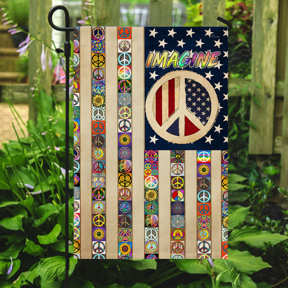 Double-Sided Peace Sign Hippie Flag - Custom Canvas Decor