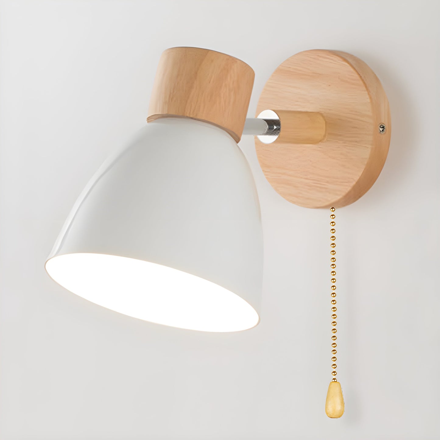 Wooden Nordic Wall Lamp with Adjustable Head and Integrated Switch