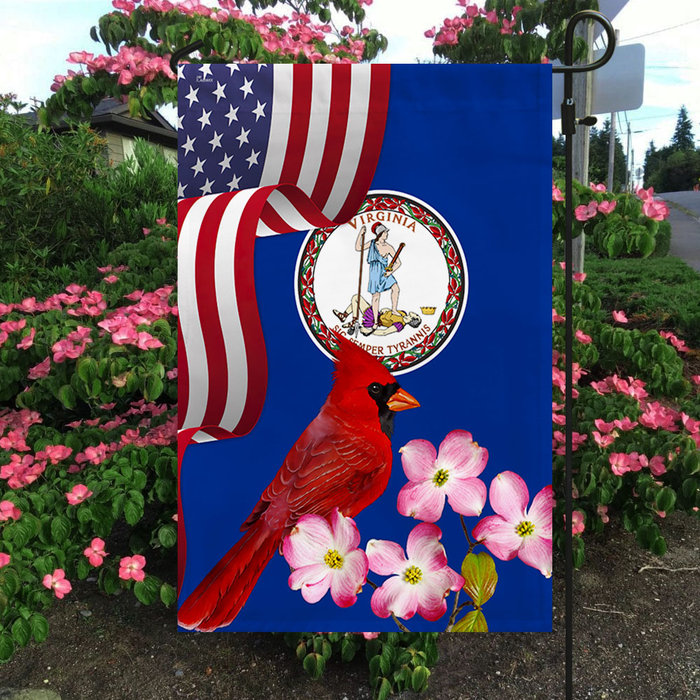 Virginia State Cardinal and Dogwood Flower Heavy Duty Flag