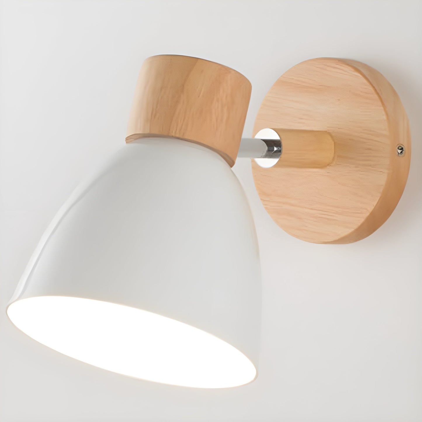Wooden Nordic Wall Lamp with Adjustable Head and Integrated Switch