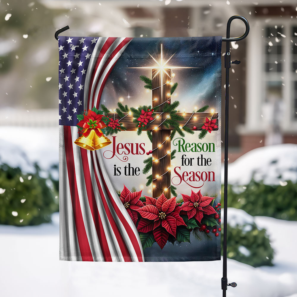 Jesus Is The Reason For The Season Christmas Flag - Double-Sided Canvas Decor