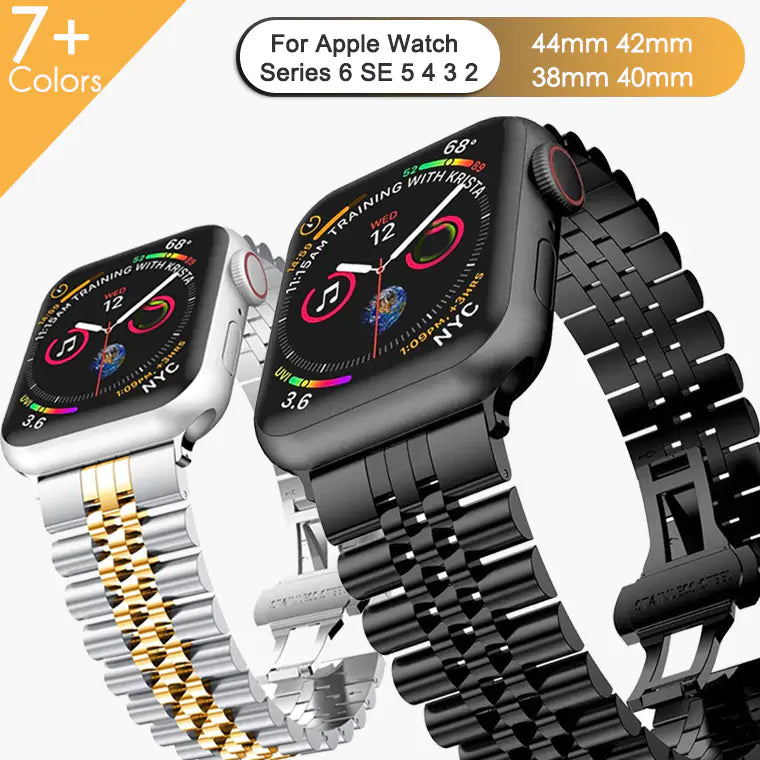 Stainless Steel Apple Watch Bracelet - Adjustable, Elegant Design