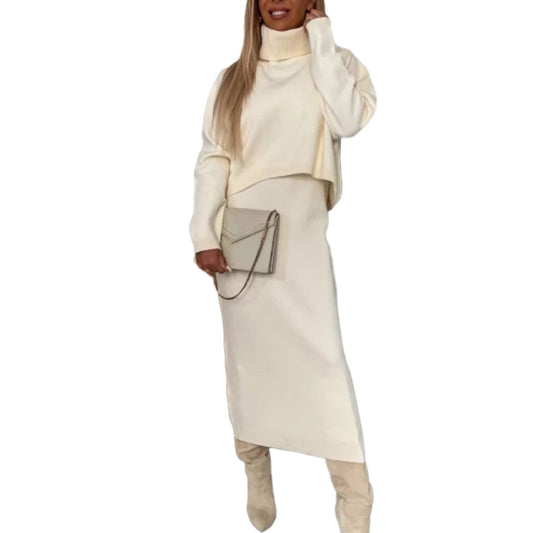 Midi Dress Set with Blouse for Autumn-Winter Elegance